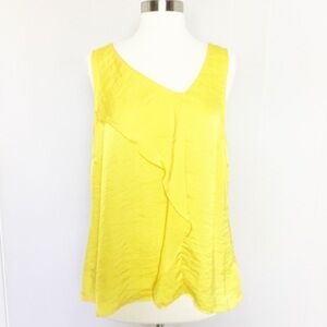 Michael Kors Yellow Tank Top Size L Ruffle Front